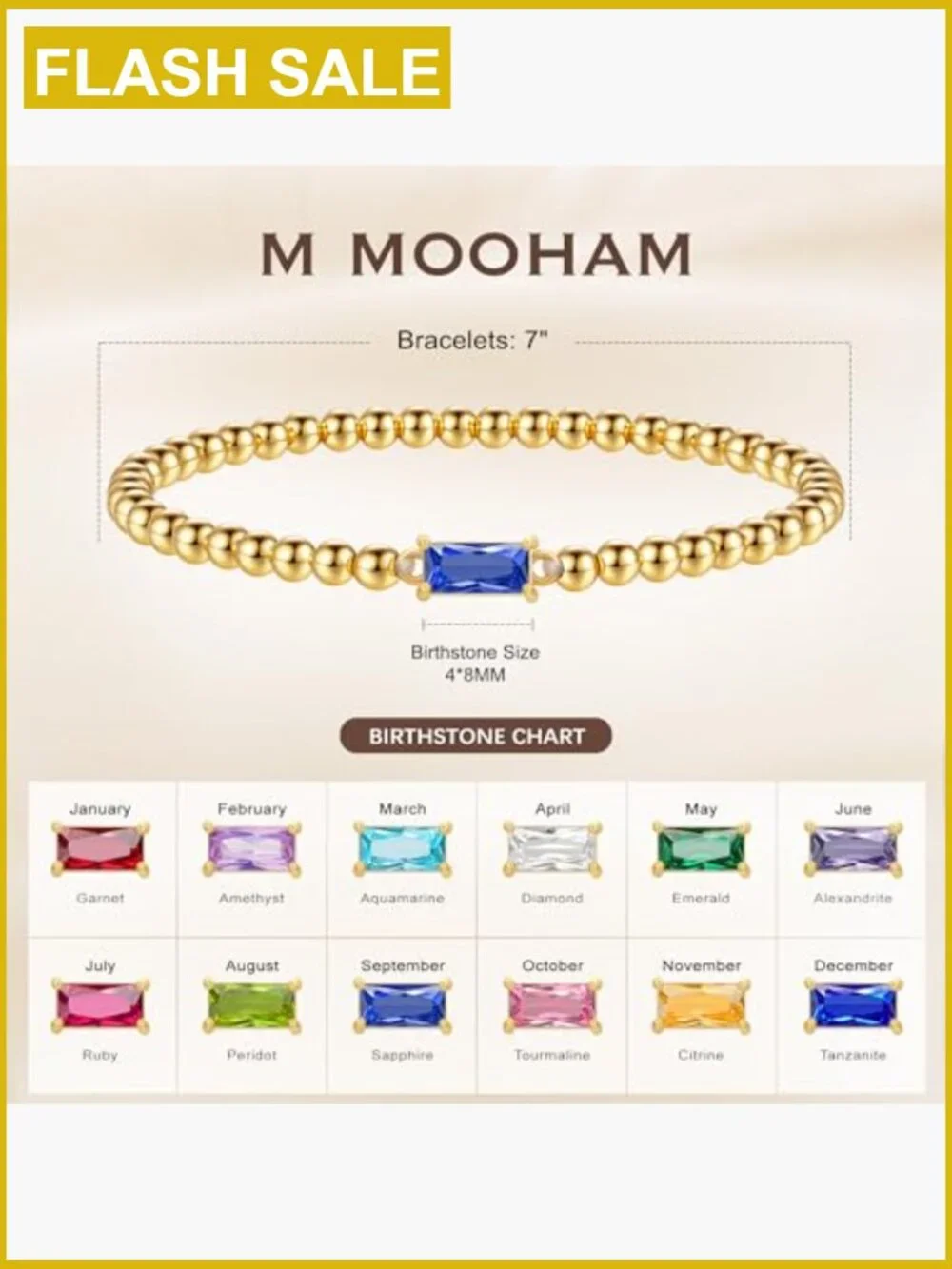 Layered Birthstone Stretch Bracelet Set Gold Plated CZ Dainty